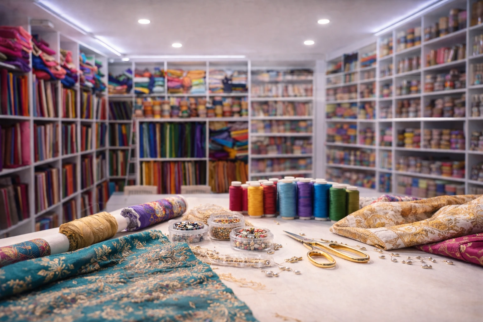 Premium fabrics at Anis Boutique Chennai